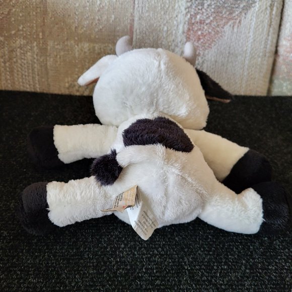 KEEL TOYS Black & White 9" Cow Plush with Blue Eyes & Pocket Stuffed Animal Toy - Picture 4 of 9